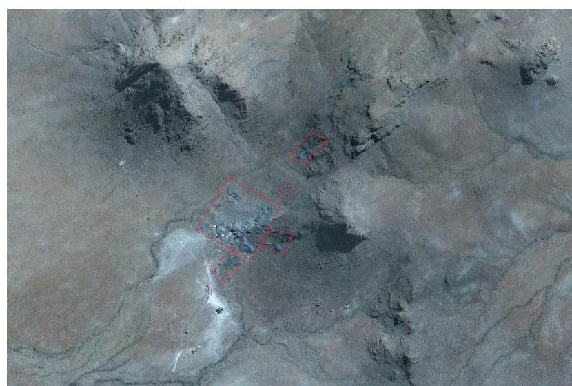 Survey scope image showing defined mining material areas