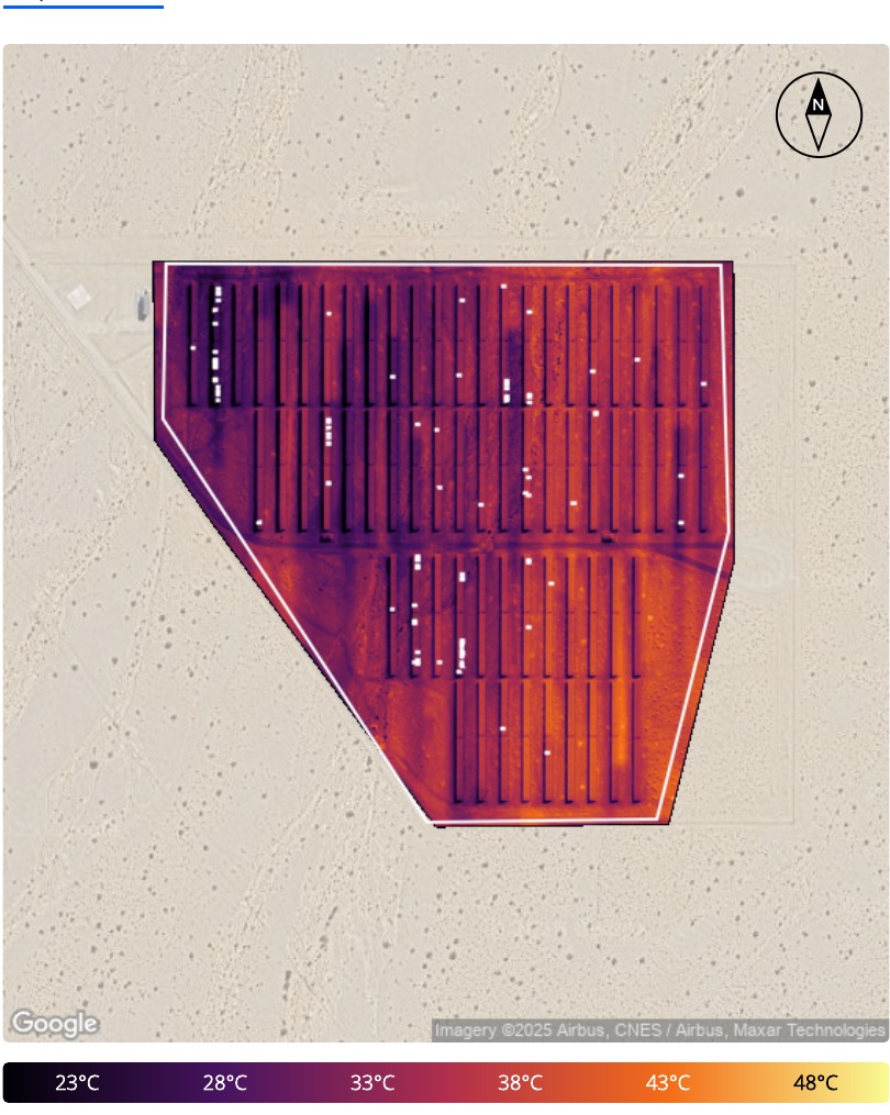 Thermal map showing the solar site inspection context